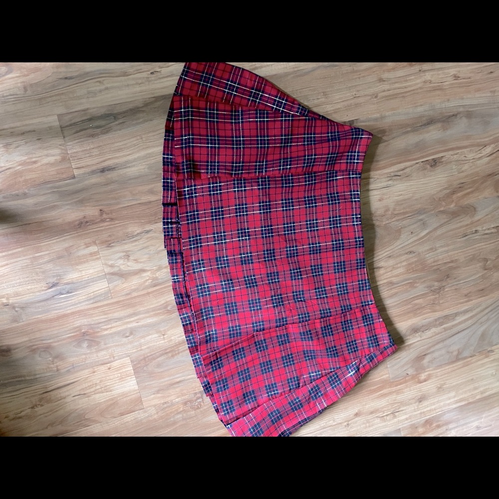 Red and gold plaid skirt